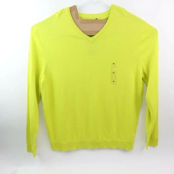 Alfani Sweaters Alfani Mens V Neck Sweater Exotic Yellow Long